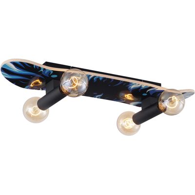 QAZQA Lampada Da Parete Nera Con Blu 80cm - Skateboard QAZQA Lampada Da Parete Nera Con Blu 80cm - Skateboard