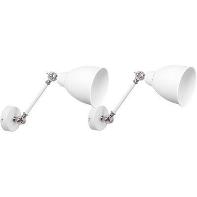 BELIANI Set Di 2 Appliques In Metallo Bianco Posizione Regolabile Stile Moderno Mississippi BELIANI Set Di 2 Appliques In Metallo Bianco Posizione Regolabile Stile Moderno Mississippi