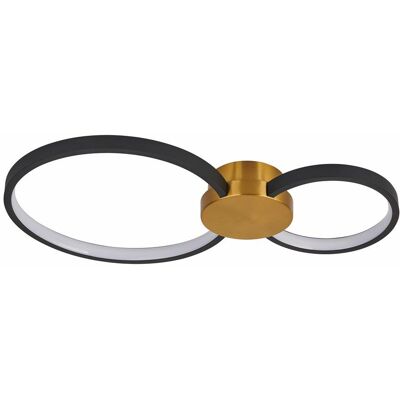Reality Plafoniera Led Moderna Nero Oro Doppio-ring 20w Reality Plafoniera Led Moderna Nero Oro Doppio-ring 20w