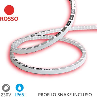ALCAPOWER Striscia Led Snake Flex 5m Ip65 230v 12w/m Colore Rosso, Flessibile In Silicone, Alta Efficienza Con Tecnologia Smd 2835 Integrata ALCAPOWER Striscia Led Snake Flex 5m Ip65 230v 12w/m Colore Rosso, Flessibile In Silicone, Alta Efficienza Con Tecnologia Smd 2835 Integrata