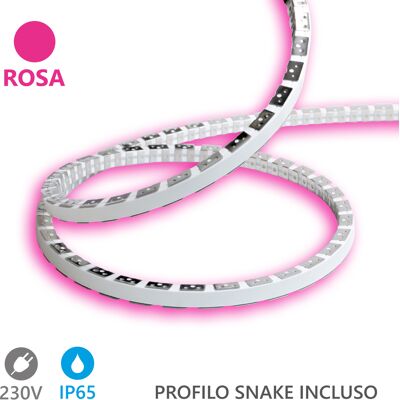 ALCAPOWER Striscia Led Snake Flex 5m 230v 12w/m Ip65 Rosa - Flessibile Alta Luminosità Tecnologia Smd 2835 Per Applicazioni Decorative Professionali ALCAPOWER Striscia Led Snake Flex 5m 230v 12w/m Ip65 Rosa - Flessibile Alta Luminosità Tecnologia Smd 2835 Per Applicazioni Decorative Professionali