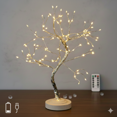 AIGOSTAR Pianta Luminosa Da Tavolo 108 Led H45cm Luce Calda Batteria Usb Natale AIGOSTAR Pianta Luminosa Da Tavolo 108 Led H45cm Luce Calda Batteria Usb Natale