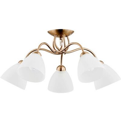 ALFA Amarillo 5-light Ceiling Lamp, Brass/gold & White Metal Flush Mount With Crystal Accent, 5xe27 (max 15w) Dimmable, 61cm Diameter, 220-240v, Modern Classic Indoor Lighting For Living Room ALFA Amarillo 5-light Ceiling Lamp, Brass/gold & White Metal Flush Mount With Crystal Accent, 5xe27 (max 15w) Dimmable, 61cm Diameter, 220-240v, Modern Classic Indoor Lighting For Living Room