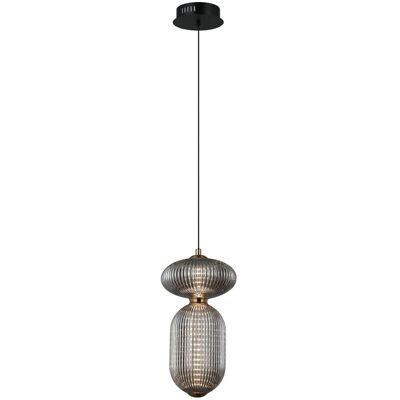 ITALUX Lampada A Sospensione Nico Nero Vetro Fumé Led 11w ITALUX Lampada A Sospensione Nico Nero Vetro Fumé Led 11w