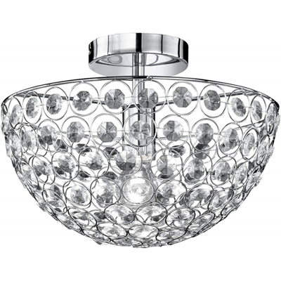 WOFI Lampada A Soffitto, 1 Luce, Altezza: 24 Cm, Diametro 35 Cm, Cromata WOFI Lampada A Soffitto, 1 Luce, Altezza: 24 Cm, Diametro 35 Cm, Cromata