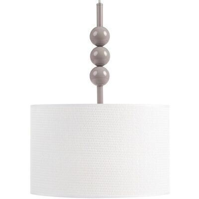 BELIANI Lampada A Sospensione In Metallo Con Paralume A Tamburo In Tessuto Stile Beige Loky BELIANI Lampada A Sospensione In Metallo Con Paralume A Tamburo In Tessuto Stile Beige Loky
