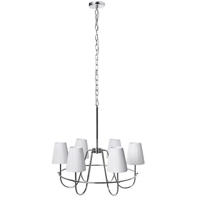 BELIANI Lampadario A 6 Luci Con Base In Metallo E Paralumi In Tessuto Argento Yamethin BELIANI Lampadario A 6 Luci Con Base In Metallo E Paralumi In Tessuto Argento Yamethin