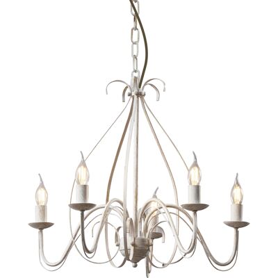 QAZQA + Lampadario Stile Italiano Giuseppe - Rustico - Acciaio - Crema - Tondo Max. 5 X Watt QAZQA + Lampadario Stile Italiano Giuseppe - Rustico - Acciaio - Crema - Tondo Max. 5 X Watt