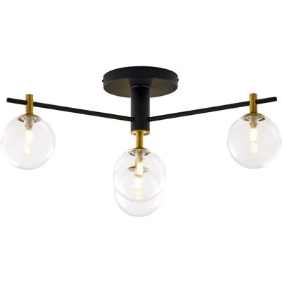Jupiter Plafoniera Moderna Nero-oro Sfere Vetro 4xg9 Figaro Jupiter Plafoniera Moderna Nero-oro Sfere Vetro 4xg9 Figaro