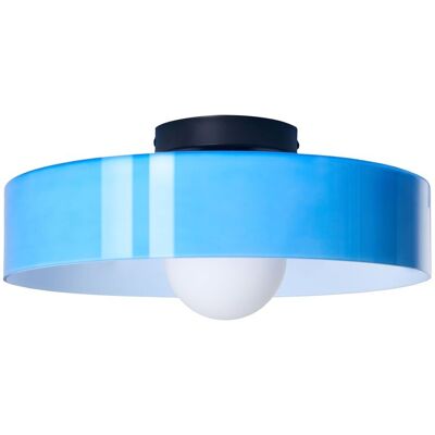 BELIANI Lampada Da Soffitto In Vetro Con Paralume Rotondo Blu Luguse BELIANI Lampada Da Soffitto In Vetro Con Paralume Rotondo Blu Luguse
