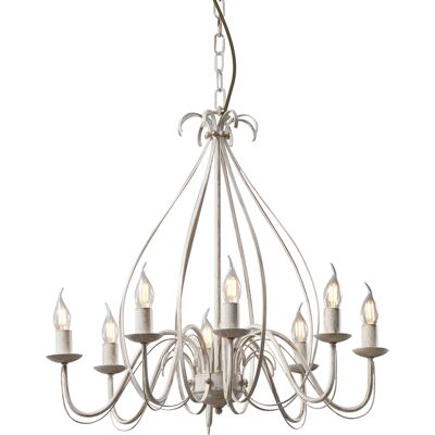QAZQA Lampadario Stile Italiano Giuseppe - Rustico - Acciaio - Crema - Tondo Max. 8 X Watt - QAZQA Lampadario Stile Italiano Giuseppe - Rustico - Acciaio - Crema - Tondo Max. 8 X Watt -
