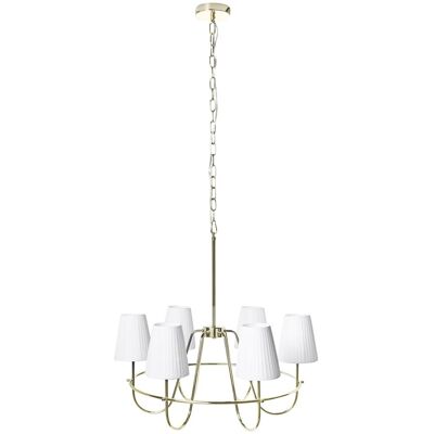 BELIANI Lampadario A 6 Luci Con Base In Metallo E Paralumi In Tessuto Oro Yamethin BELIANI Lampadario A 6 Luci Con Base In Metallo E Paralumi In Tessuto Oro Yamethin