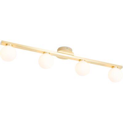 Qazqa - Lampada da soffitto moderna con 4 luci - Ottone / Vetro / Acciaio Qazqa - Lampada da soffitto moderna con 4 luci - Ottone / Vetro / Acciaio