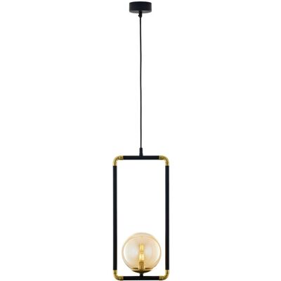Jupiter Lampada Sospensione Loft Nero Oro Sfera Ambra G9 Jupiter Lampada Sospensione Loft Nero Oro Sfera Ambra G9