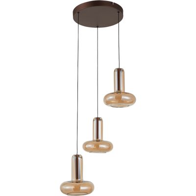 ITALUX Lampadario Moderno Rame Oro, Vetri Ambra Led 16w Carote ITALUX Lampadario Moderno Rame Oro, Vetri Ambra Led 16w Carote
