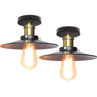 STOEX Pack X2 E27 Plafoniera Industrial Vintage Edison Lampada Da Soffitto Ombra Ristorante Lampada A Sospensione Per Bar Soggiorno Loft - 26cm Nera STOEX Pack X2 E27 Plafoniera Industrial Vintage Edison Lampada Da Soffitto Ombra Ristorante Lampada A Sospensione Per Bar Soggiorno Loft - 26cm Nera