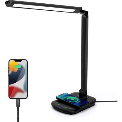 AIGOSTAR Lampada Scrivania Led 8w Dimmer 5 Cct Ricarica Wireless Usb Touch AIGOSTAR Lampada Scrivania Led 8w Dimmer 5 Cct Ricarica Wireless Usb Touch