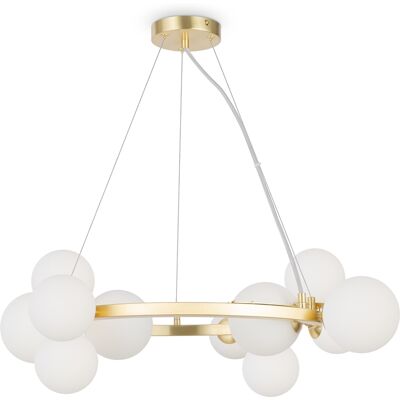 MAYTONI Lampadario Dallas 11 Luci Ottone Sfere Bianche MAYTONI Lampadario Dallas 11 Luci Ottone Sfere Bianche