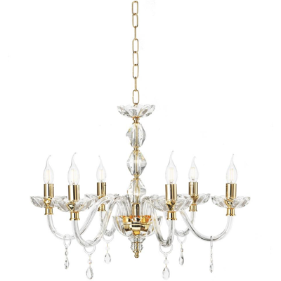 ONDALUCE Lampada A Sospensione 6 Luci - Cristallo E Vetro D70 Cm Brigida ONDALUCE Lampada A Sospensione 6 Luci - Cristallo E Vetro D70 Cm Brigida