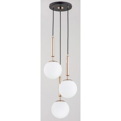 ALFA Volda Black Pendant Ceiling Lamp, Metal & Glass Shades, Antique Gold Brass Accents, 3xe14 (max 40w) 28cm H83cm, Modern Hanging Light For Living Room/dining/bedroom, Ip20 ALFA Volda Black Pendant Ceiling Lamp, Metal & Glass Shades, Antique Gold Brass Accents, 3xe14 (max 40w) 28cm H83cm, Modern Hanging Light For Living Room/dining/bedroom, Ip20