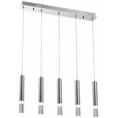 Reality Lampada Sospesa Industriale Gwen Led 5 Luci Cromata 4000k Reality Lampada Sospesa Industriale Gwen Led 5 Luci Cromata 4000k