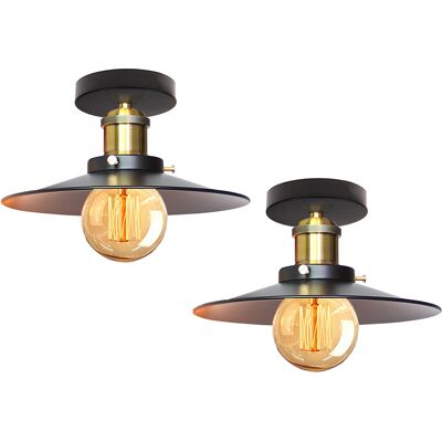 STOEX E27 Plafoniera Industrial Vintage Edison Lampada Da Soffitto Ombra Ristorante Lampada A Sospensione Per Bar Soggiorno Loft - Ø22cm Set Di 2 Nera STOEX E27 Plafoniera Industrial Vintage Edison Lampada Da Soffitto Ombra Ristorante Lampada A Sospensione Per Bar Soggiorno Loft - Ø22cm Set Di 2 Nera