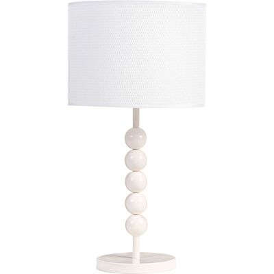 BELIANI Lampada Da Tavolo In Metallo Con Paralume A Tamburo In Tessuto Bianco Loky BELIANI Lampada Da Tavolo In Metallo Con Paralume A Tamburo In Tessuto Bianco Loky