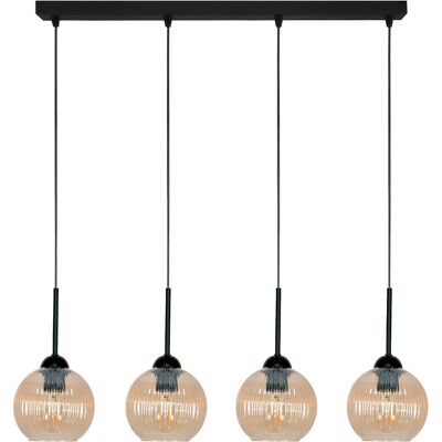 OEM Lampada A Sospensione Da Soffitto, A Sbalzo, A Striscia, Sopra Il Tavolo, Per La Cucina, Paralume Ambrato, 4xe27 Verticale, 15-031 OEM Lampada A Sospensione Da Soffitto, A Sbalzo, A Striscia, Sopra Il Tavolo, Per La Cucina, Paralume Ambrato, 4xe27 Verticale, 15-031