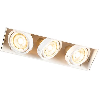 Qazqa - Spotlight incassato regolabile - Bianco - 3 luci - Design moderno senza cornice - Adatto per LED 3 x 50W Qazqa - Spotlight incassato regolabile - Bianco - 3 luci - Design moderno senza cornice - Adatto per LED 3 x 50W