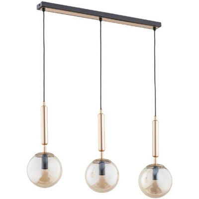 ALFA Volda Modern Linear Pendant Light 3xe14, Black Metal With Antique Gold, 3 Gold-tinted Glass Globe Shades, Dimmable, 72cm Kitchen Island/dining Table Ceiling Fixture ALFA Volda Modern Linear Pendant Light 3xe14, Black Metal With Antique Gold, 3 Gold-tinted Glass Globe Shades, Dimmable, 72cm Kitchen Island/dining Table Ceiling Fixture