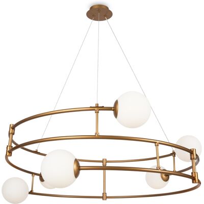 MAYTONI Lampadario Balance 6 Luci Ottone Sfere Bianche MAYTONI Lampadario Balance 6 Luci Ottone Sfere Bianche