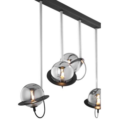 Jupiter Lampada Sospensione Planet 80cm Nera Nichel Sfere Fumè 4xg9 Jupiter Lampada Sospensione Planet 80cm Nera Nichel Sfere Fumè 4xg9