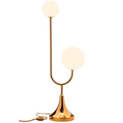 Jupiter Lampada Da Tavolo Selen Oro, 2 Sfere Bianche G9 Jupiter Lampada Da Tavolo Selen Oro, 2 Sfere Bianche G9