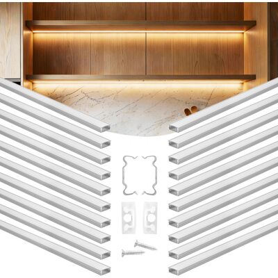 VEVOR Set Di Profili Per Strisce Led In Alluminio 20 Pezzi Lunghezza 1 M, Profili A Forma Di U Per Strisce Led, Illuminazione Sottopensile Striscia Luci Da Cucina, Canali Protezione Luci VEVOR Set Di Profili Per Strisce Led In Alluminio 20 Pezzi Lunghezza 1 M, Profili A Forma Di U Per Strisce Led, Illuminazione Sottopensile Striscia Luci Da Cucina, Canali Protezione Luci