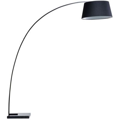 BELIANI Lampada Da Terra Metallo Nero 234 Cm Struttura Curva Paralume A Tamburo Policotone Base In Marmo Benue BELIANI Lampada Da Terra Metallo Nero 234 Cm Struttura Curva Paralume A Tamburo Policotone Base In Marmo Benue