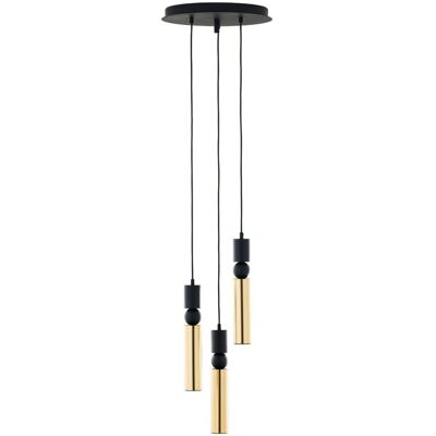 Jupiter Lampada Sospensione Moderna Tonda 30cm Nero Oro 3xgu10 Jupiter Lampada Sospensione Moderna Tonda 30cm Nero Oro 3xgu10