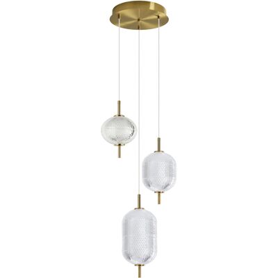 ITALUX Lampada A Sospensione Oro Corado 3 Luci Led 23w ITALUX Lampada A Sospensione Oro Corado 3 Luci Led 23w