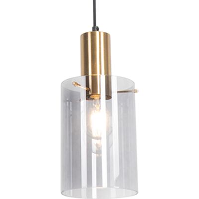 QAZQA Lampada A Sospensione Vidra - Moderno - Vetro,acciaio - Ottone - Cilindro/oblungo Max. 1 X Watt QAZQA Lampada A Sospensione Vidra - Moderno - Vetro,acciaio - Ottone - Cilindro/oblungo Max. 1 X Watt