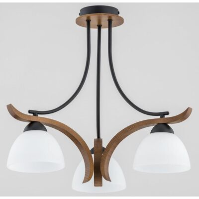 ALFA Bafia 3-light Chandelier Ceiling Pendant Lamp, Dark Wood & Black Metal With White Glass Shades, E27 3x60w, Dimmable, Ip20 Indoor, 46cm, Model 26123, Modern Rustic For Living Room & Dining Area ALFA Bafia 3-light Chandelier Ceiling Pendant Lamp, Dark Wood & Black Metal With White Glass Shades, E27 3x60w, Dimmable, Ip20 Indoor, 46cm, Model 26123, Modern Rustic For Living Room & Dining Area