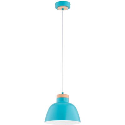 ALFA Lorien Scandinavian Pendant Ceiling Lamp 23cm Blue/turquoise Metal Shade With Light Wood Accent, 1xe27 15w, 90cm Drop, Dimmable, Modern Dining & Living Room ALFA Lorien Scandinavian Pendant Ceiling Lamp 23cm Blue/turquoise Metal Shade With Light Wood Accent, 1xe27 15w, 90cm Drop, Dimmable, Modern Dining & Living Room