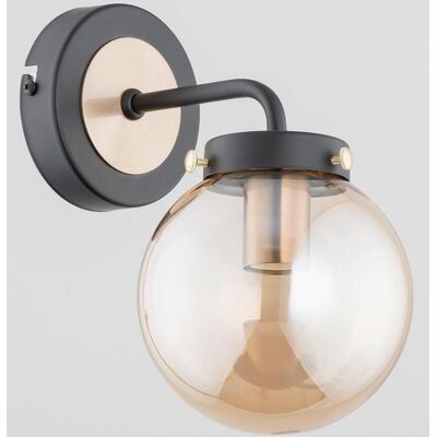 ALFA Grap Wall Sconce Light 1xe14 Max 40w, Black With Brass/gold Accents, Metal & Glass Indoor Kinkiet Wall Lamp, 26 Cm Height, Ip20, Dimmable With Suitable Bulb, For Bedroom Hallway ALFA Grap Wall Sconce Light 1xe14 Max 40w, Black With Brass/gold Accents, Metal & Glass Indoor Kinkiet Wall Lamp, 26 Cm Height, Ip20, Dimmable With Suitable Bulb, For Bedroom Hallway