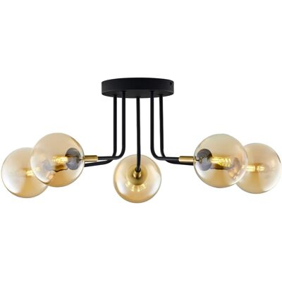 Jupiter Plafoniera Moderna Nero Oro Sfere Ambra 5xg9 Jupiter Plafoniera Moderna Nero Oro Sfere Ambra 5xg9