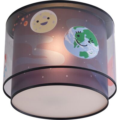 QAZQA Plafoniera Per Bambini Nera Con Astronave E Stelle - Harrie QAZQA Plafoniera Per Bambini Nera Con Astronave E Stelle - Harrie