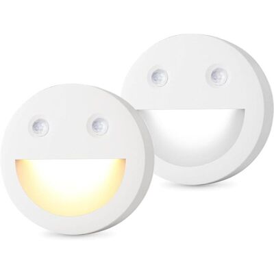 XISRENS Luce Notturna A Led Con Sensore Di Movimento, Set Da 2, Per Scale O Corridoi, 2700k E 5000k, Illuminazione Antiabbagliante, Funzionamento A Batteria XISRENS Luce Notturna A Led Con Sensore Di Movimento, Set Da 2, Per Scale O Corridoi, 2700k E 5000k, Illuminazione Antiabbagliante, Funzionamento A Batteria