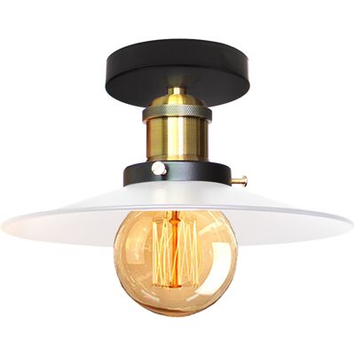 STOEX E27 Plafoniera Industrial Vintage Edison Lampada Da Soffitto Ombra Ristorante Lampada A Sospensione Bianca Lampada Per Bar Ristorante Loft (ø 22cm) STOEX E27 Plafoniera Industrial Vintage Edison Lampada Da Soffitto Ombra Ristorante Lampada A Sospensione Bianca Lampada Per Bar Ristorante Loft (ø 22cm)