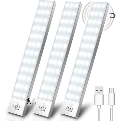 TREETALK Luci Per Armadietti, Confezione Da 3, 5000 K, Luci Led Wireless Usb Con Sensore Di Movimento, Ricaricabili, Magnete Integrato, Luce Notturna Per Armadio, Ripostiglio, Vano Scale, Cucina, Corridoio – 2 TREETALK Luci Per Armadietti, Confezione Da 3, 5000 K, Luci Led Wireless Usb Con Sensore Di Movimento, Ricaricabili, Magnete Integrato, Luce Notturna Per Armadio, Ripostiglio, Vano Scale, Cucina, Corridoio – 2