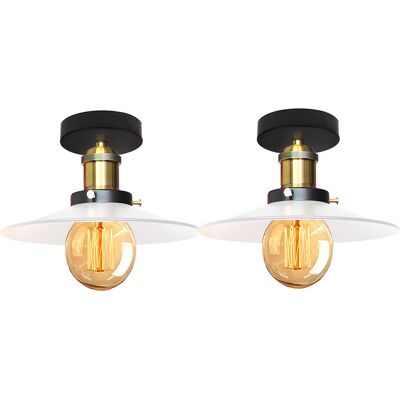 STOEX 2 Pacchi E27 Plafoniera Industrial Vintage Edison Lampada Da Soffitto Ombra Ristorante Lampada A Sospensione Per Bar Soggiorno Loft - Ø22cm Bianca STOEX 2 Pacchi E27 Plafoniera Industrial Vintage Edison Lampada Da Soffitto Ombra Ristorante Lampada A Sospensione Per Bar Soggiorno Loft - Ø22cm Bianca
