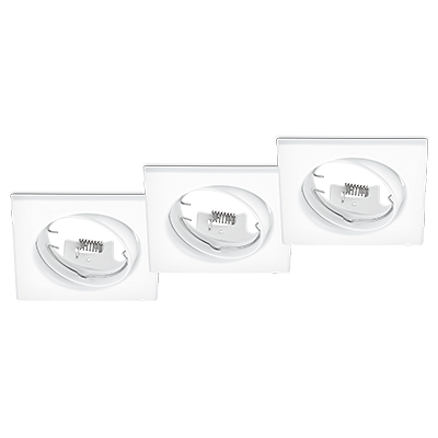 Trio - Jura Kit 3 Faretti Da Incasso Quadrati Orientabili Bianchi 8x8cm Attacco Gu10 Trio - Jura Kit 3 Faretti Da Incasso Quadrati Orientabili Bianchi 8x8cm Attacco Gu10