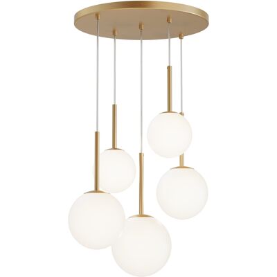 MAYTONI Lampada A Sospensione Basic Form 5 Luci Ottone Oro MAYTONI Lampada A Sospensione Basic Form 5 Luci Ottone Oro