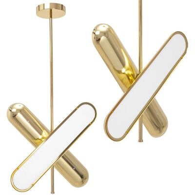 Lampada a sospensione Toolight APP832-CP oro con 2 punti, 24W, 9,2x43,5x70cm - Lampada a soffitto Lampada a sospensione Toolight APP832-CP oro con 2 punti, 24W, 9,2x43,5x70cm - Lampada a soffitto
